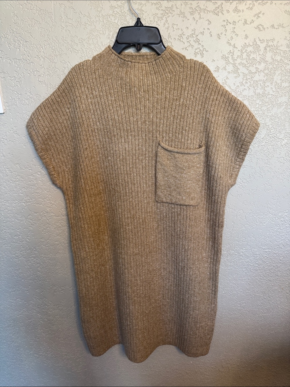 NWT Entro brand Ribbed Short-Sleeve Sweater Dress in Taupe